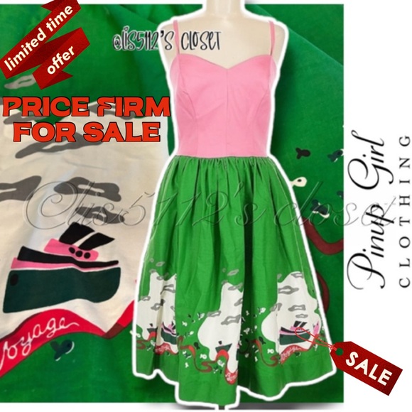 Pinup Couture Dresses & Skirts - Pinup Couture x Disney Dress Shop Mary Blair Bon Voyage Audrey Tugboat Dress M